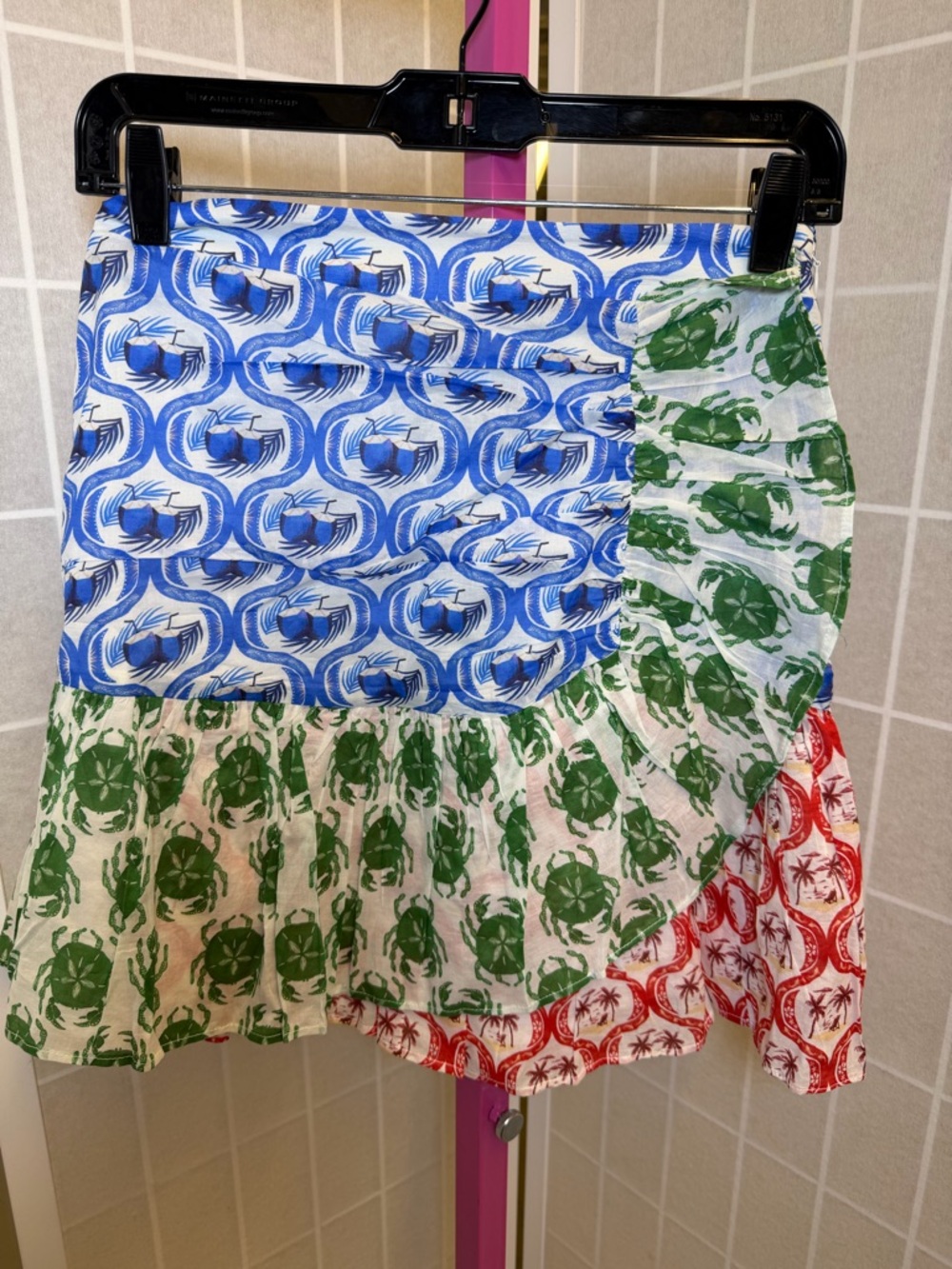 FARM RIO SKIRT SET Summer Multicolor Mix-Print Blouse in Blue, Red, Green - Picture 11 of 16